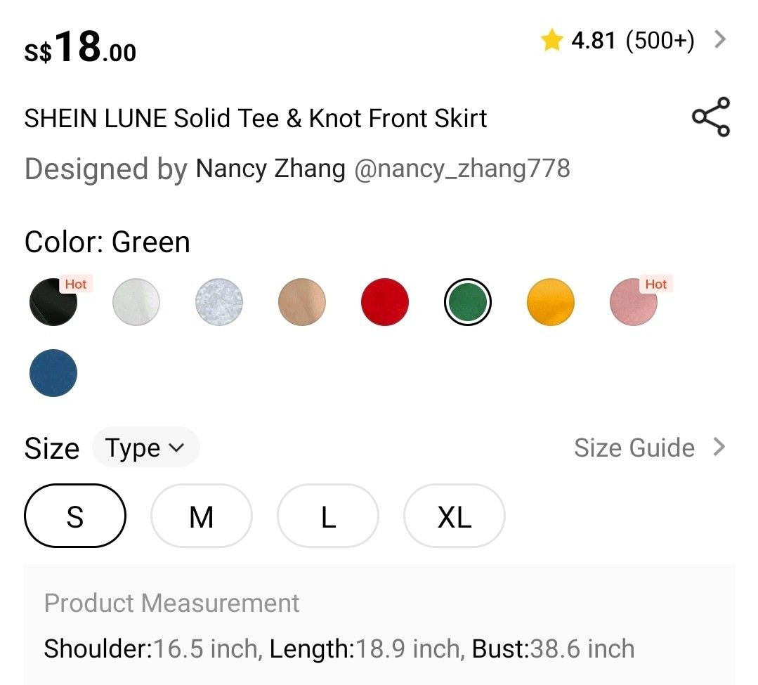 Shein clothing size chart discount