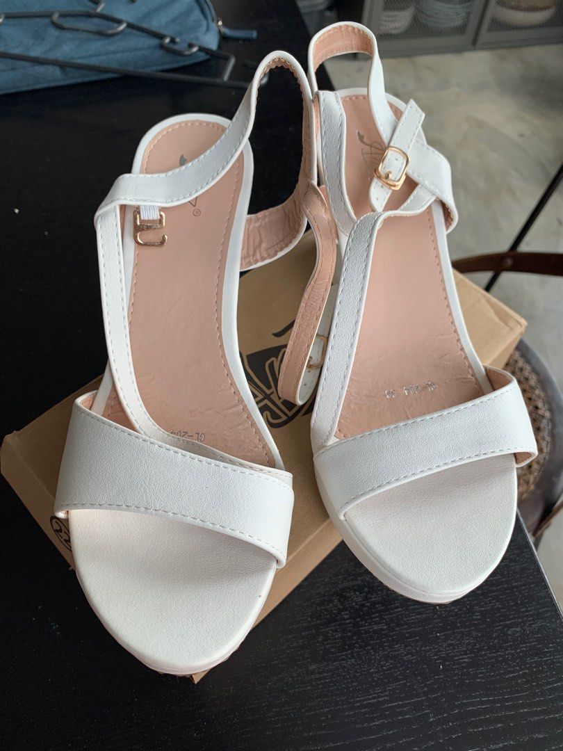 simple white heels