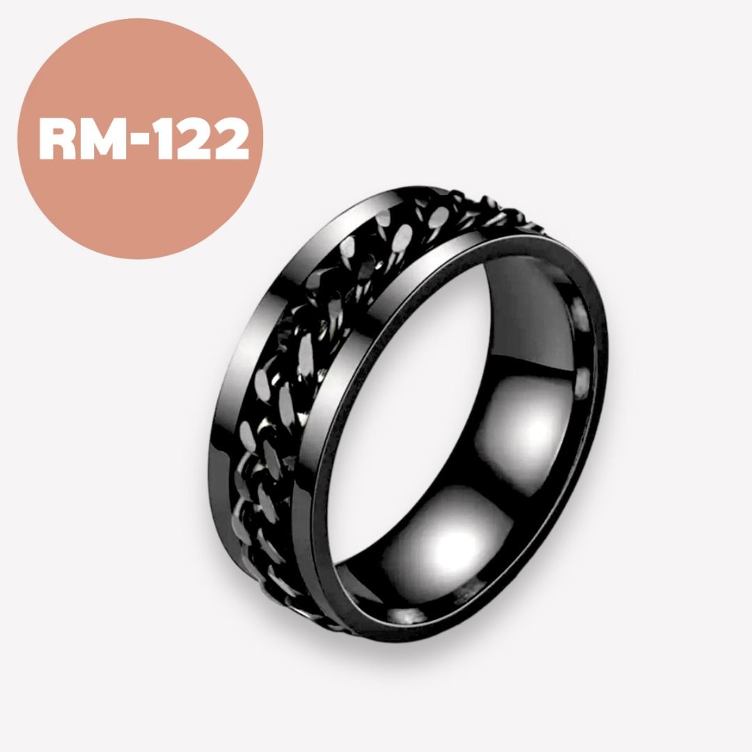 Mens black steel clearance ring