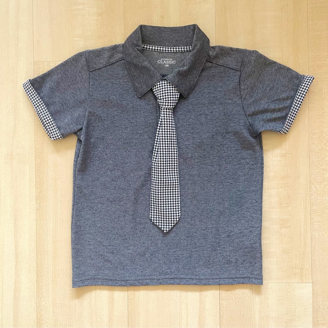 Short sleeve store polo with necktie