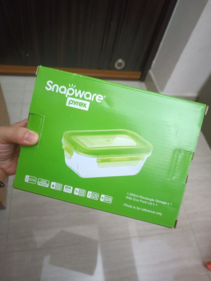 Snapware pyrex 玻璃食物盒1050ml lunch box 儲物盒, 家庭電器