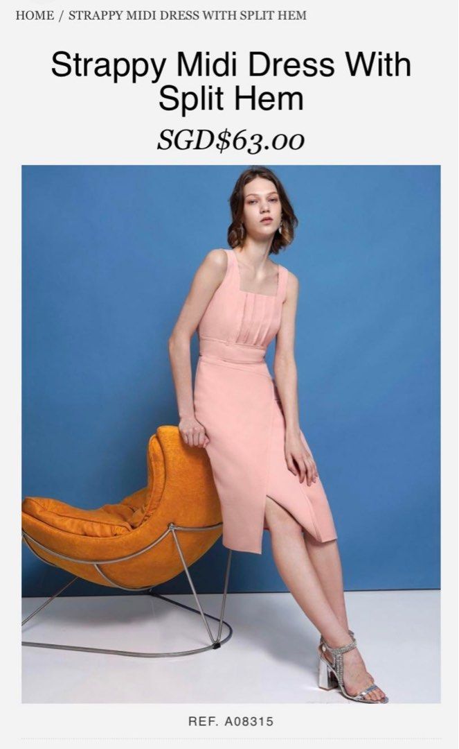 Strappy midi top dress with split