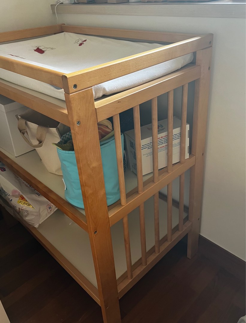Sturdy natural wood changing table, Babies & Kids, Baby Nursery & Kids
