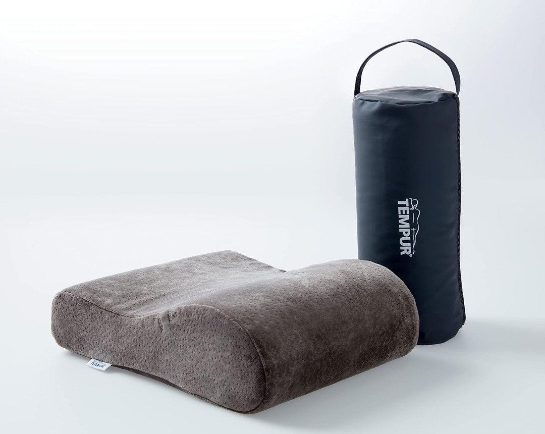 TEMPUR Memory Foam Grey Travel Pillow with Travel Case DE, Furniture & Home Living, Bedding