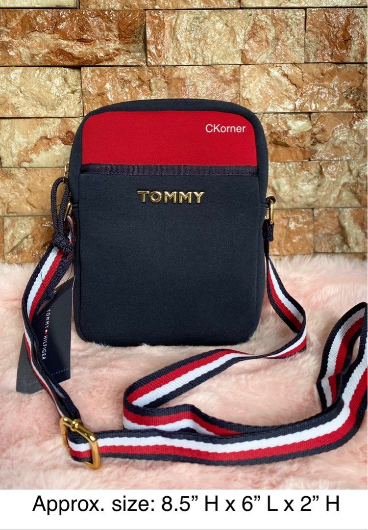 Tommy Hilfiger Sling / Crossbody Bag (Category: Cross-body Bags) located in Lipa City. Submitted by _flor_ (Listing ID 1259604471, Image 1). Description: Tommy Hilfiger Sling / Crossbody Bag Onhand, ready to ship 100% Authentic from US Actual measurement indicated on photo Php 2,400 plus sf Location: Lipa City Courier: LbC **Item’s color may slightly vary due to lighting sources and/or your screen settings ** Please allow 0.5-1 inch measurement e
