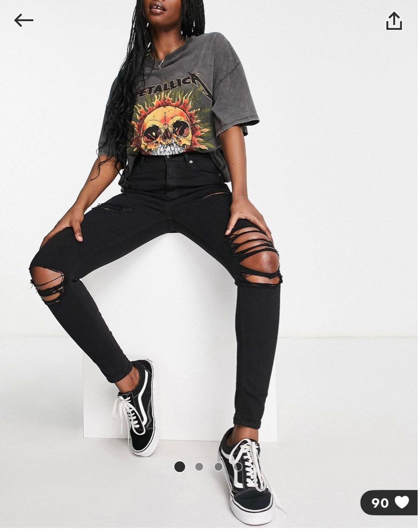 Black topshop ripped jeans hot sale