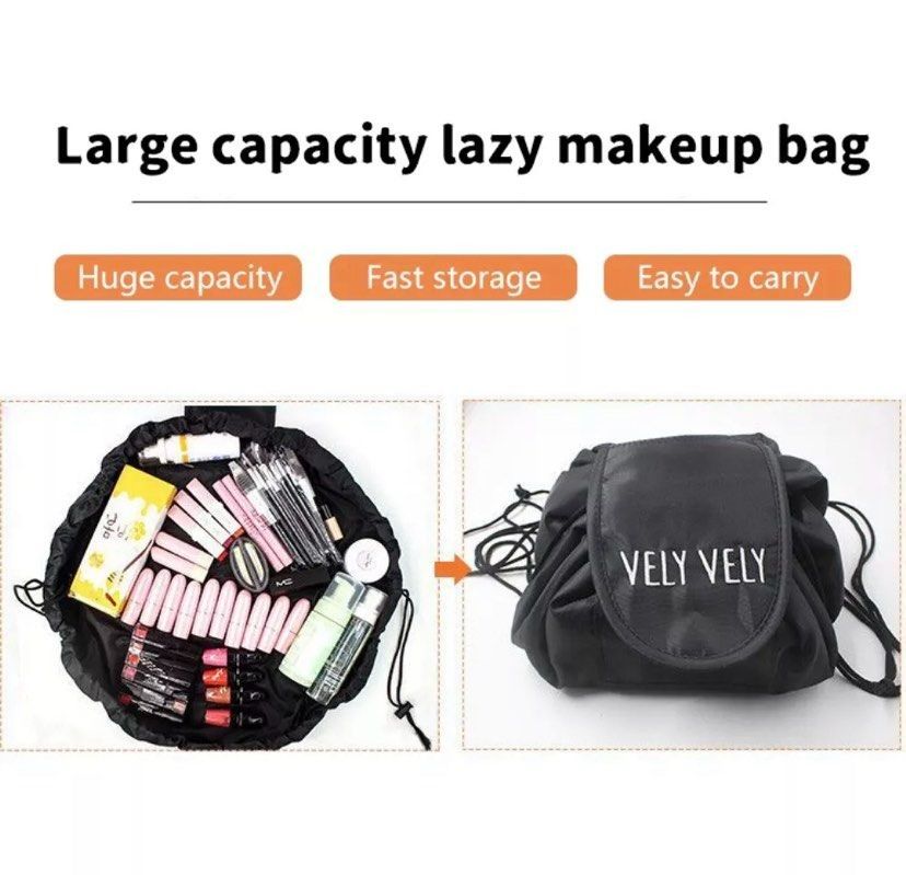 Travel Pouch Cosmetic Bag Makeup Storage Lazy Drawstring Bag