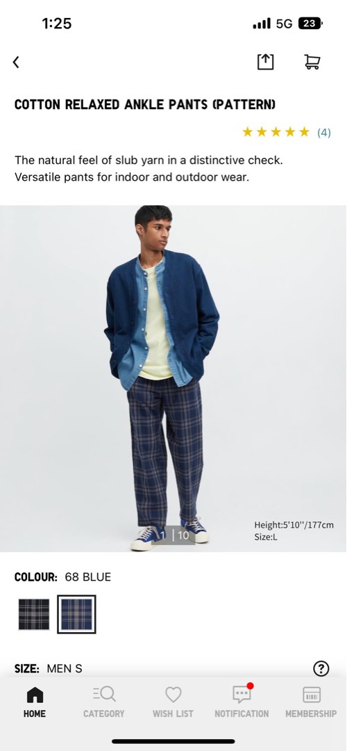 uniqlo cotton relaxed ankle pants, Men's Fashion, Bottoms, Sleep and  Loungewear on Carousell