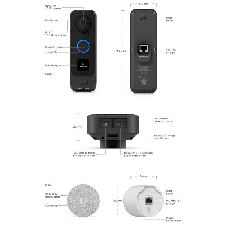 UVCG4DoorBellProPoeKit G4 Doorbell Professional PoE Kit with Chime