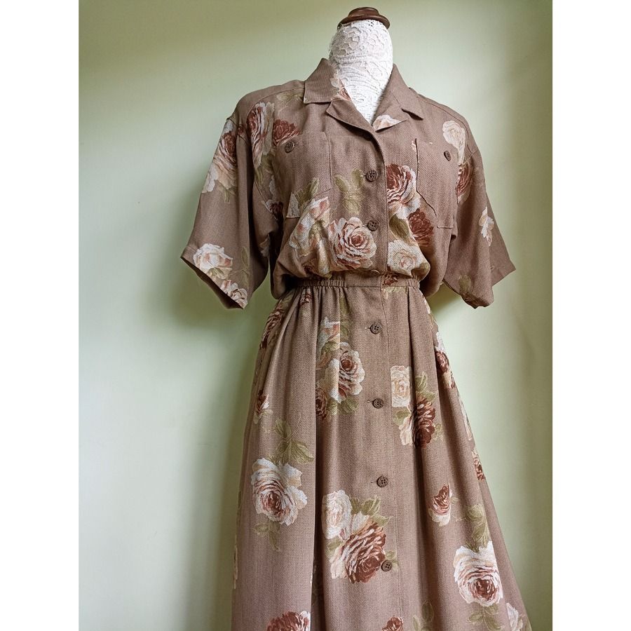 VINTAGE CHIFFON FLORAL DRESS S M Women s Fashion Dresses Sets