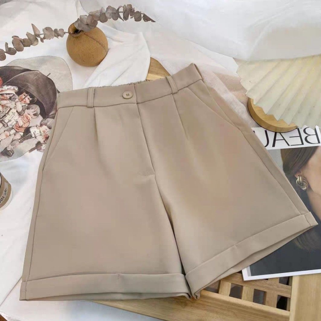 wts plus size khaki tailored shorts Women s Fashion Bottoms