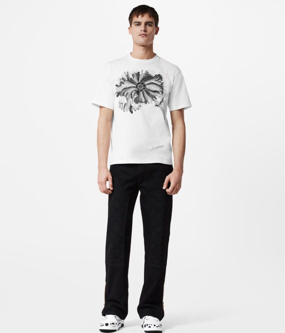 Louis Vuitton LV x YK Psychedelic Flower Zipped Hoodie Black White. Size XL