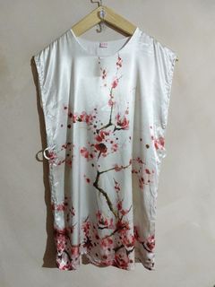 XL• Pearl White Cherry Blossom Silk Dress
