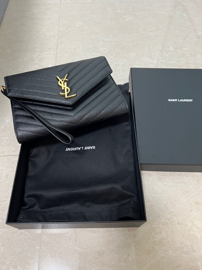 All black ysl hotsell clutch