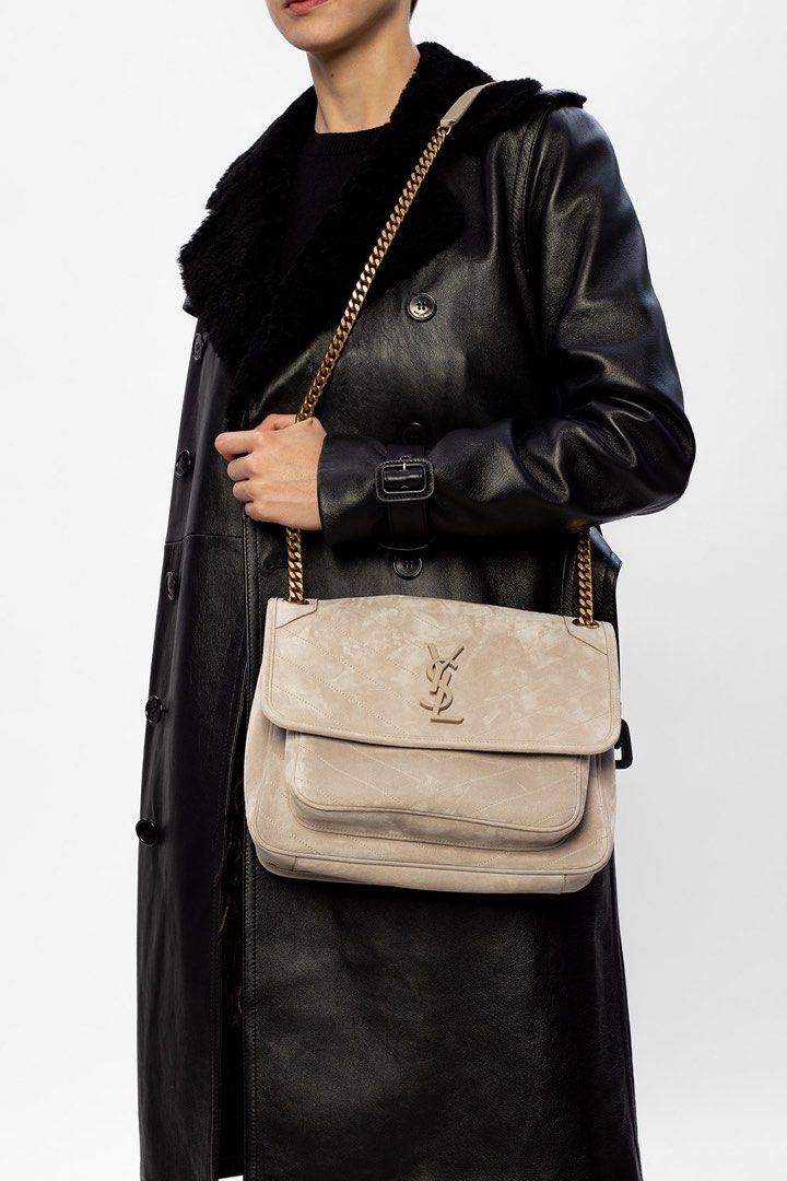 YSL Niki quilted suede shoulder bag Women s Fashion Bags