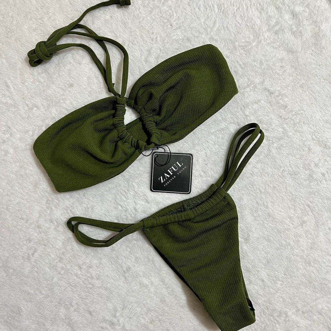 Zaful Green Halter Two Piece Bikini Swimsuit Women s Fashion