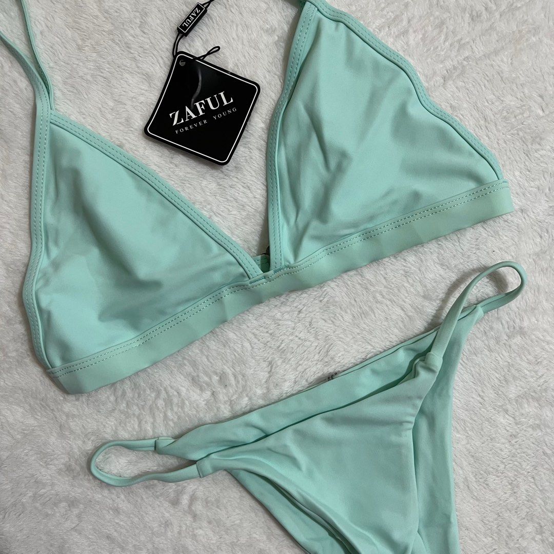 Zaful Light Green Triangle Two Piece Bikini / Swimsuit (Category: Bikinis & Swimsuits) located in Dasmarinas. Submitted by fancy_styleph (Listing ID 1259551453, Image 3). Description: Size: Small.
