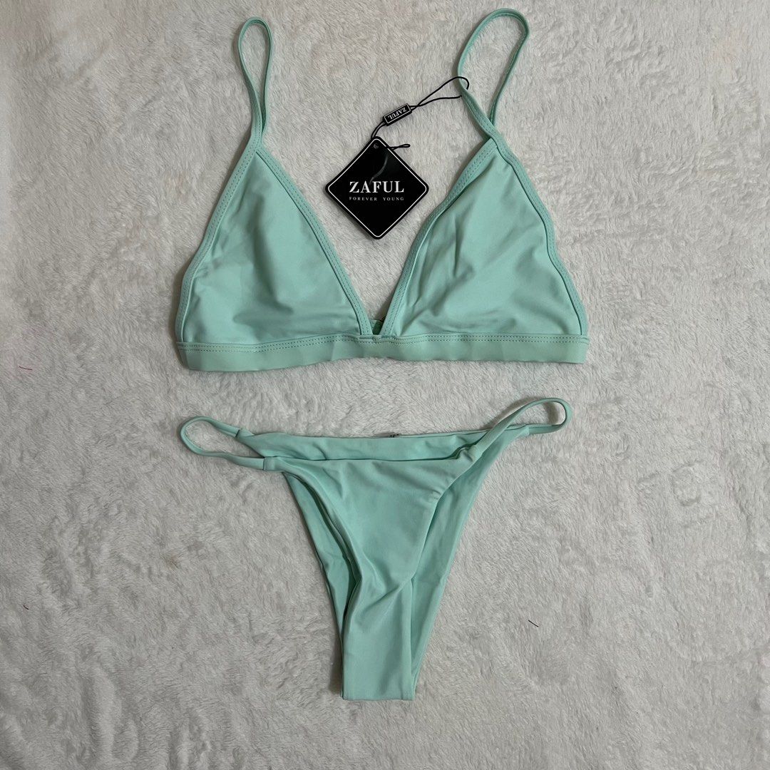 Zaful Light Green Triangle Two Piece Bikini / Swimsuit (Category: Bikinis & Swimsuits) located in Dasmarinas. Submitted by fancy_styleph (Listing ID 1259551453, Image 1). Description: Size: Small.
