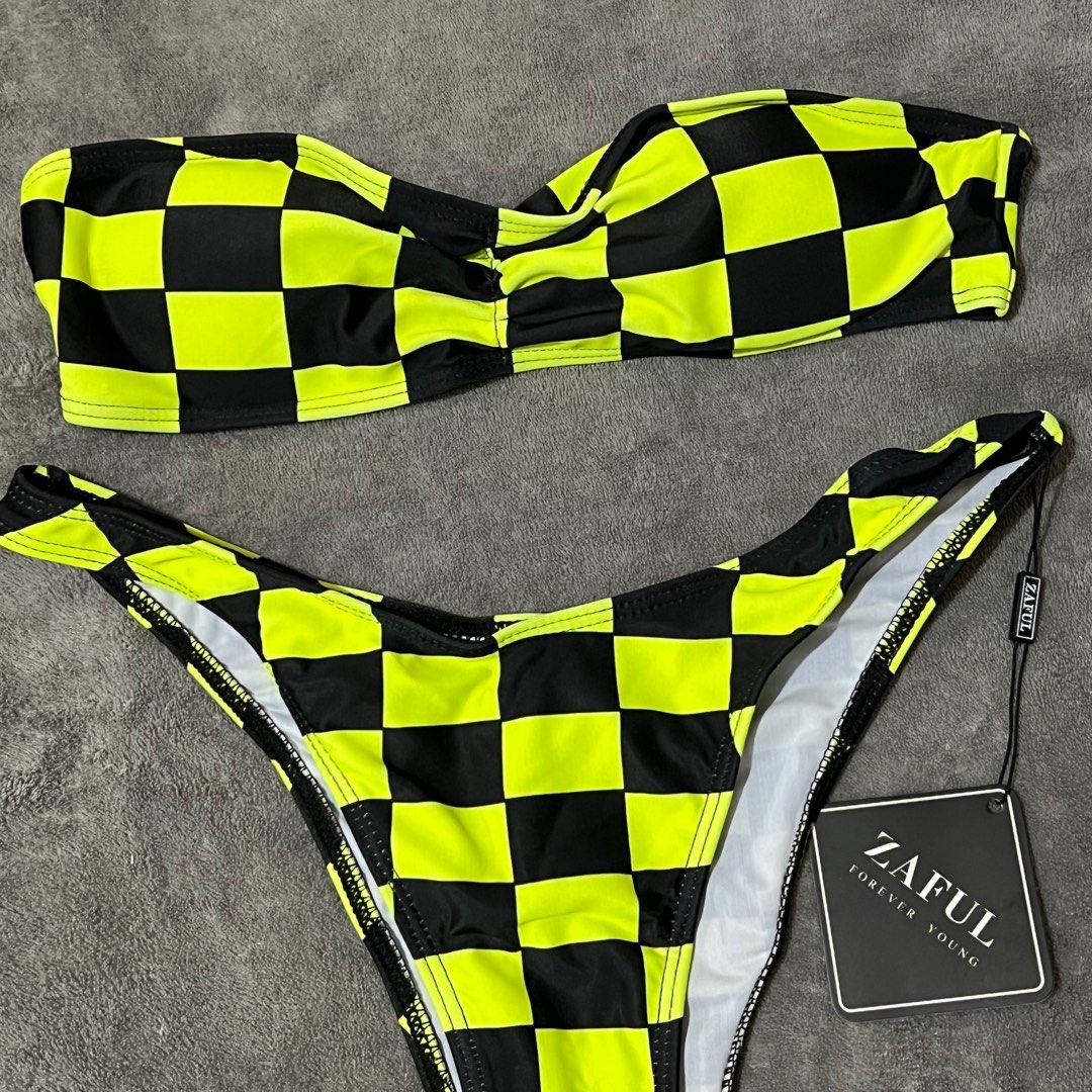 Zaful Neon Bandeu Two Piece Bikini Swimsuit Women s Fashion