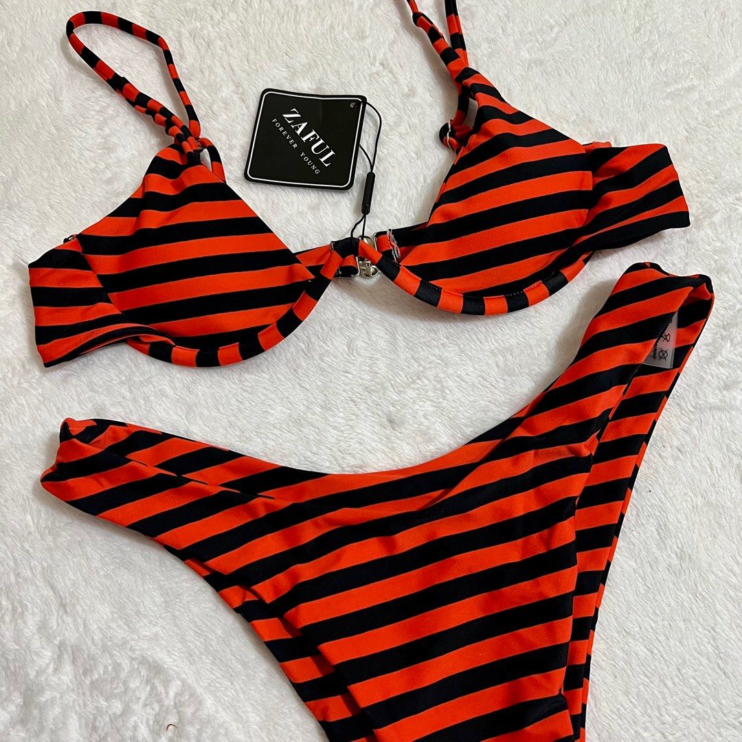 Zaful Red Stipes Underwire Two Piece Bikini / Swimsuit (Category: Bikinis & Swimsuits) located in Dasmarinas. Submitted by fancy_styleph (Listing ID 1259552299, Image 2). Description: Size: Small ❗️BUY 3 for 500PHP❗️ ❗️BUY 4 for 600PHP❗️.