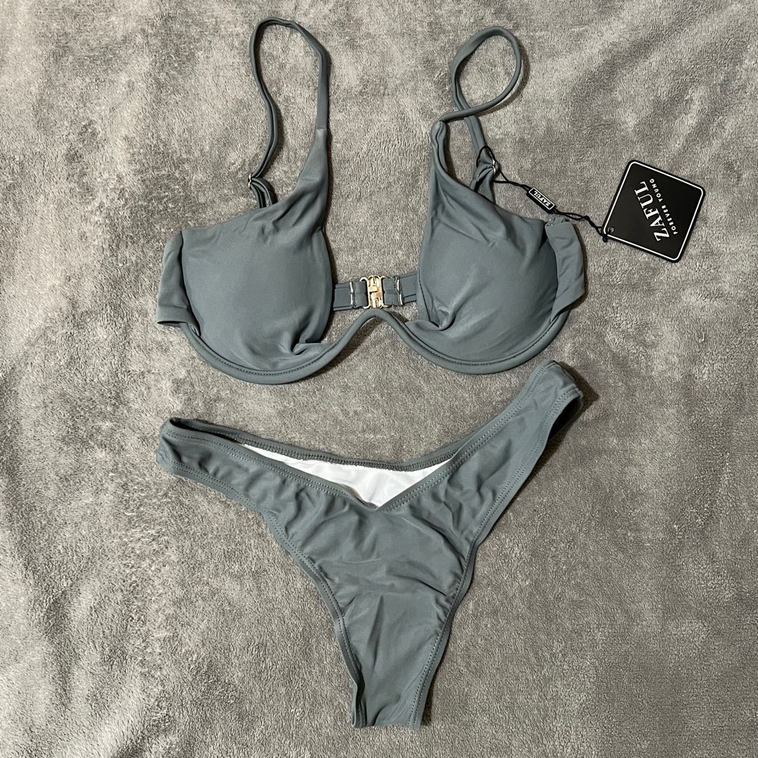 Zaful grey bikini sale