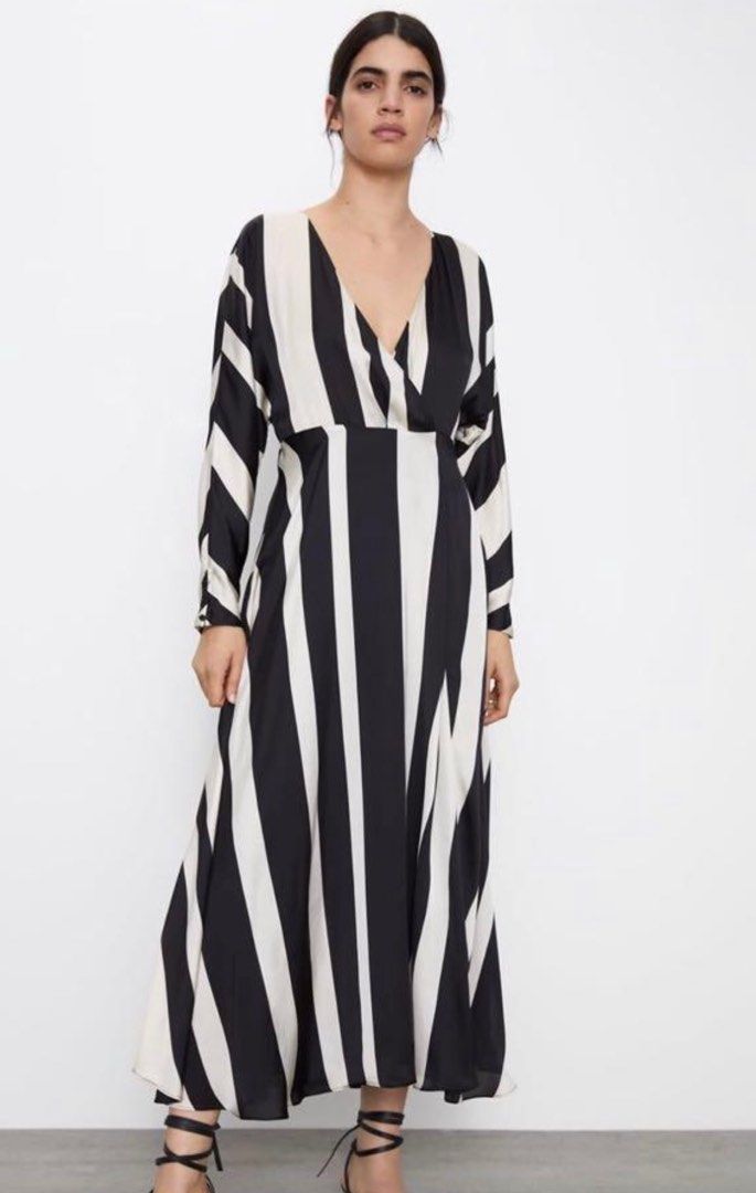 Striped satin cheap dress
