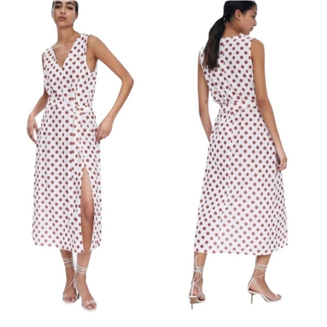 Zara polka top dot belt dress