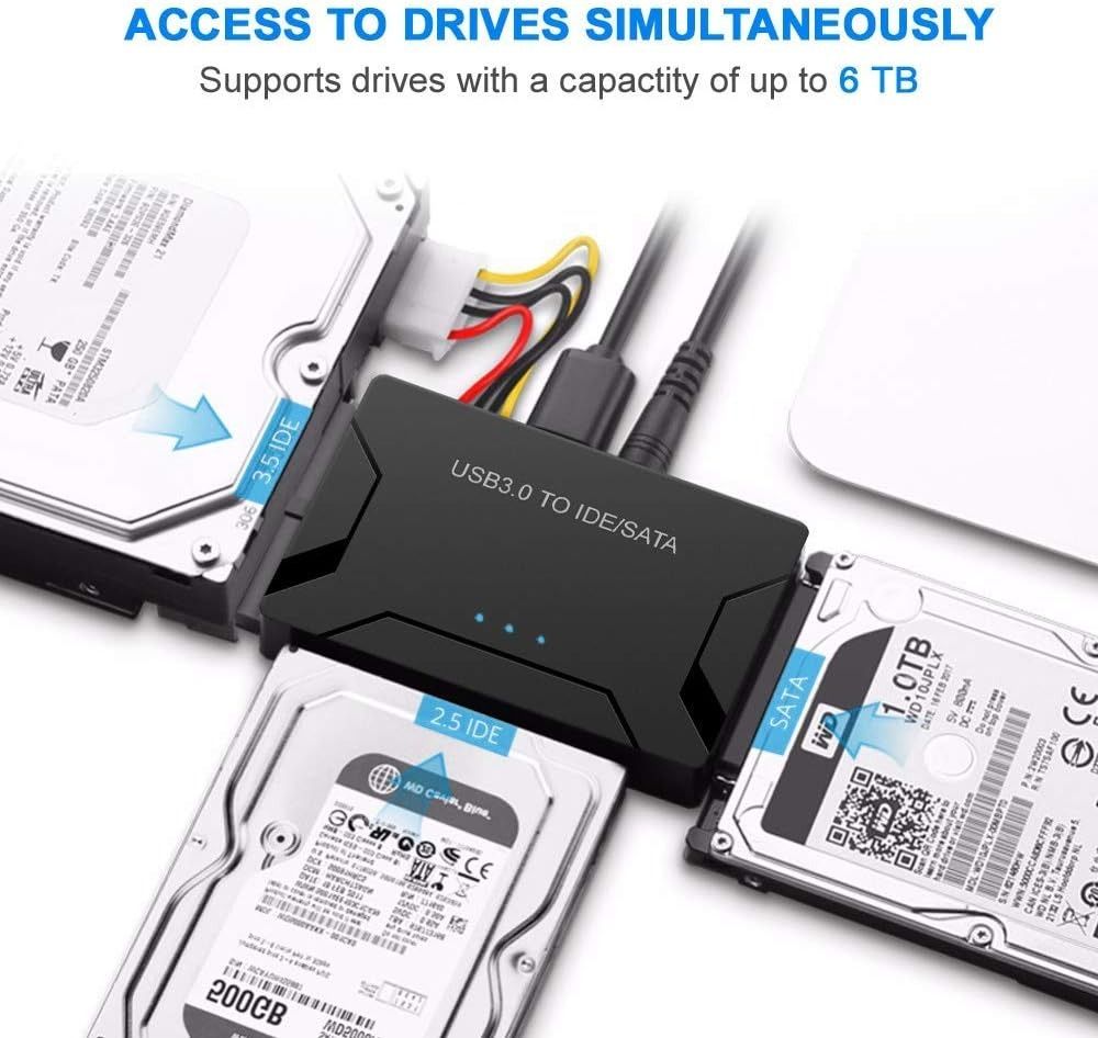3 PIN AGPtEK USB 3.0 to IDE/SATA Converter Adapter with Power Switch ...