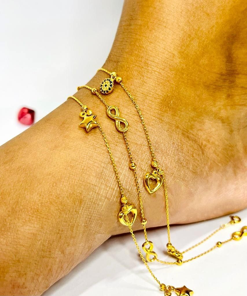 Gold anklets new designs discount