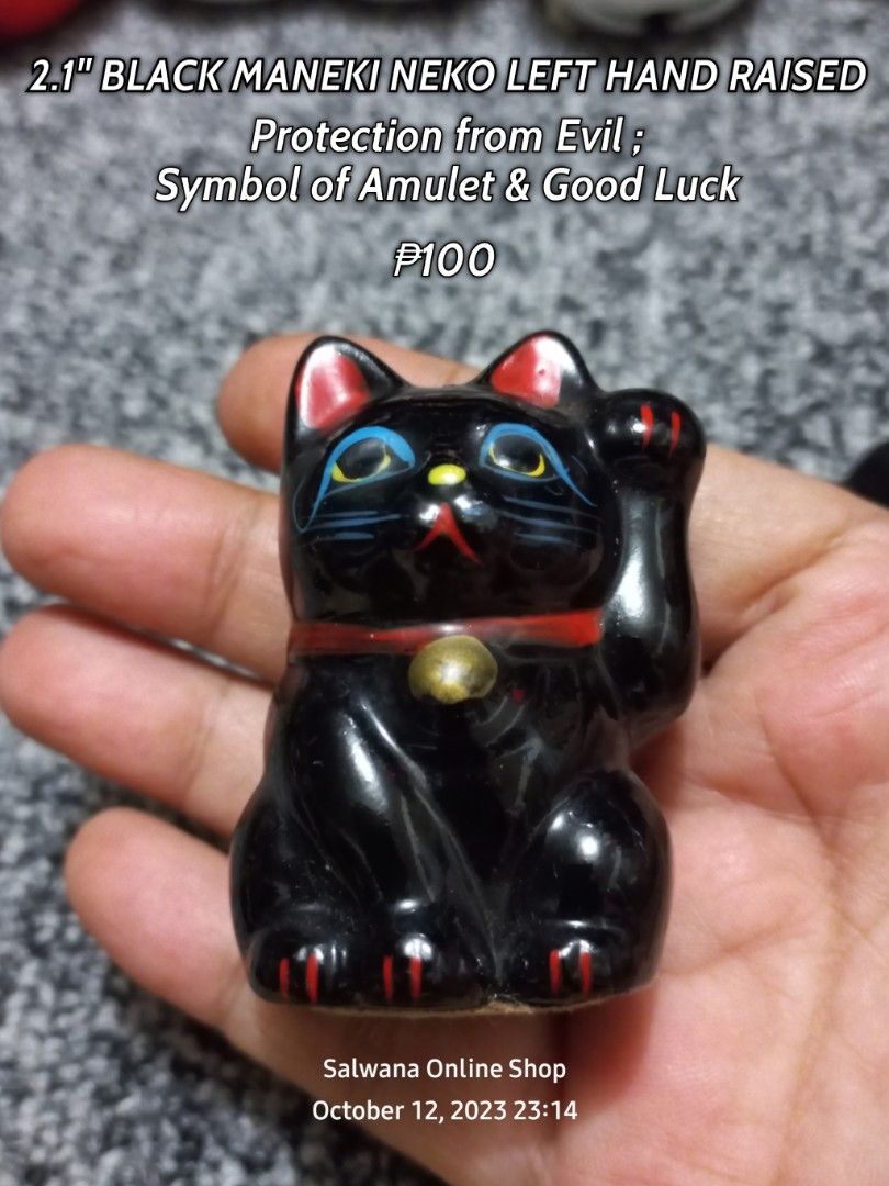 🇯🇵 2.1 BLACK MANEKI NEKO LEFT HAND RAISED, FENG SHUI