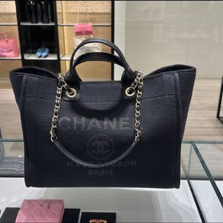 NEW Chanel AS3351 B08435 NI687 Deauville Medium Shopping Bag Beige / NI687  Fabri