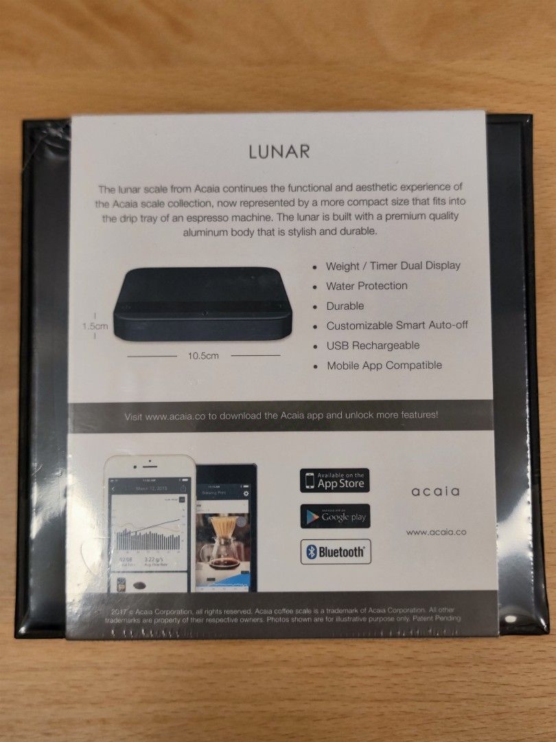 Acaia Lunar Coffee Scale (Black), 家庭電器, 廚房電器, 咖啡機及咖啡