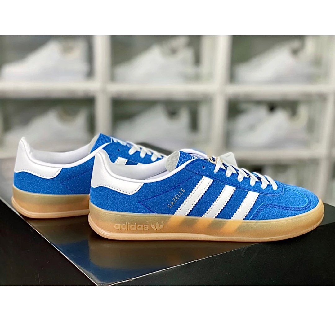 Adidas gazelle 2 top blue yellow suede trainers