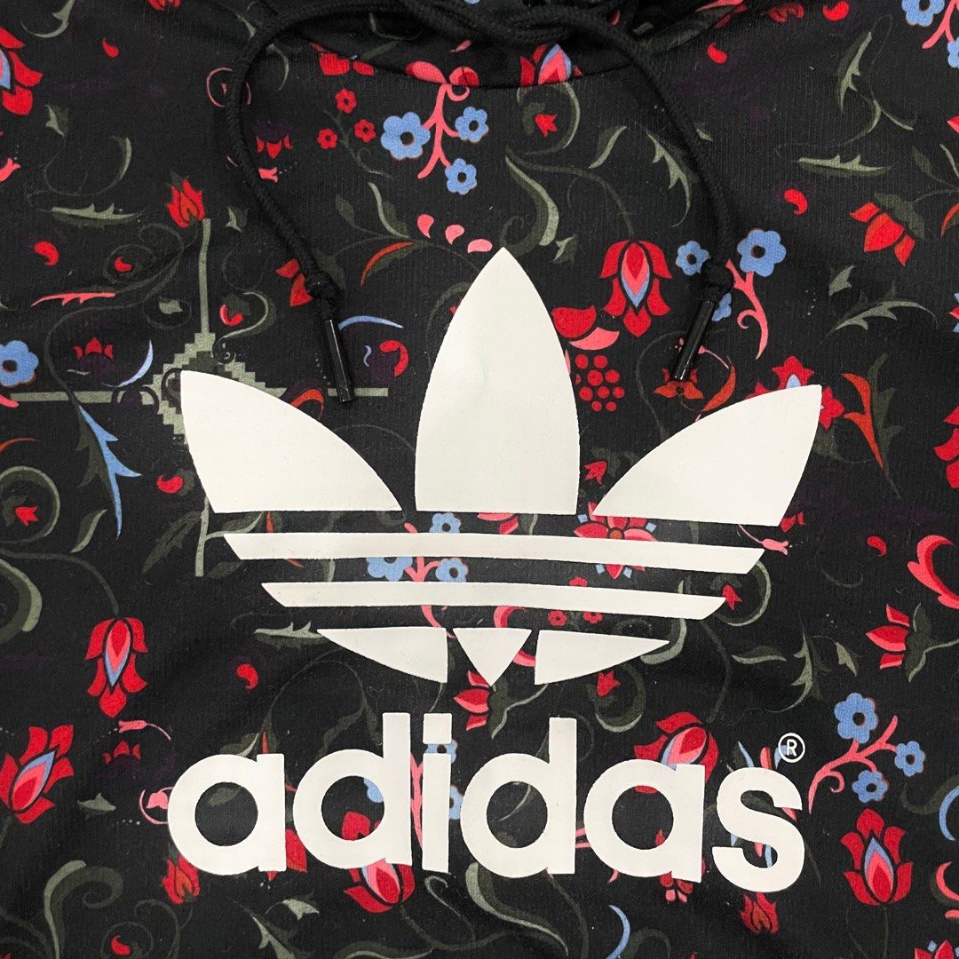 Women's adidas trefoil allover floral hoodie hotsell