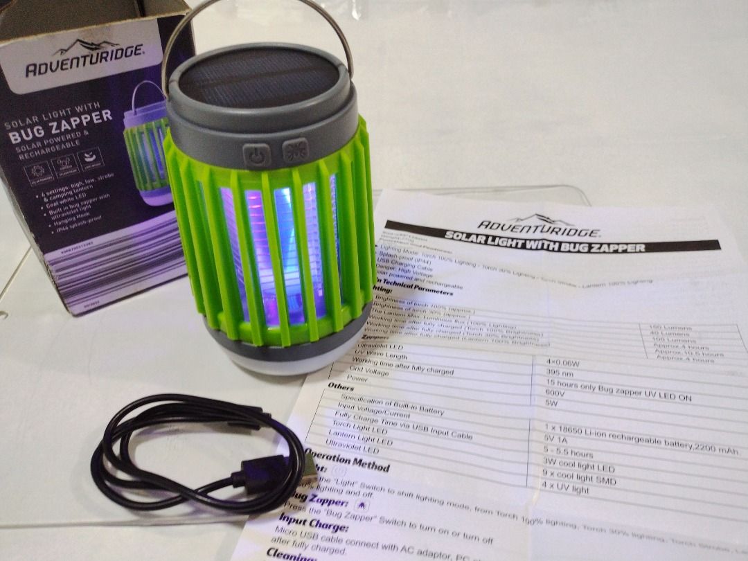 Adventuridge SolarRechargeable Bug Zapper & Multilight, Furniture