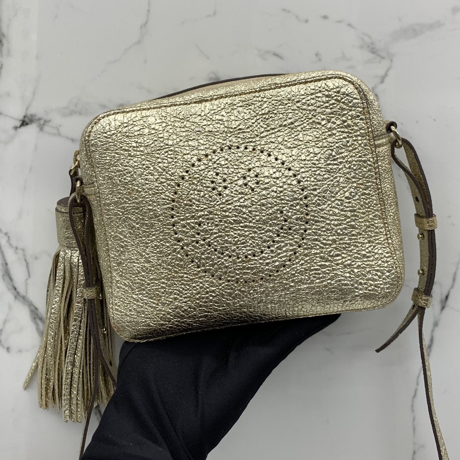 ANYA HINDMARCH GOLD METALLIC CAMERA BAG 237032742 AL
