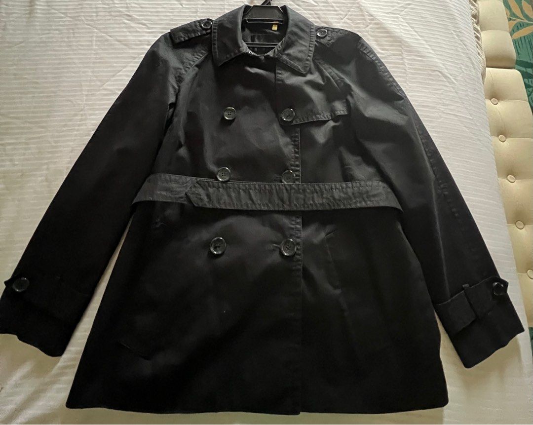 Auth COACH Short Belted Trench Coat Jacket Black Size M Women s