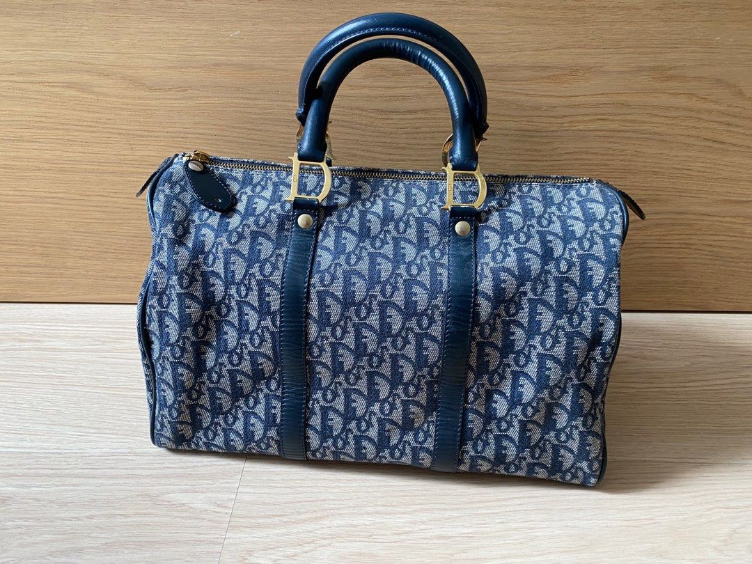 Christian Dior Trotter Speedy 31 Cm Navy Blue Canvas Boston 