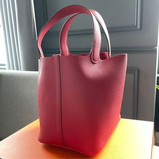 Hermes Picotin Lock bag PM Vermillon Clemence leather Silver hardware
