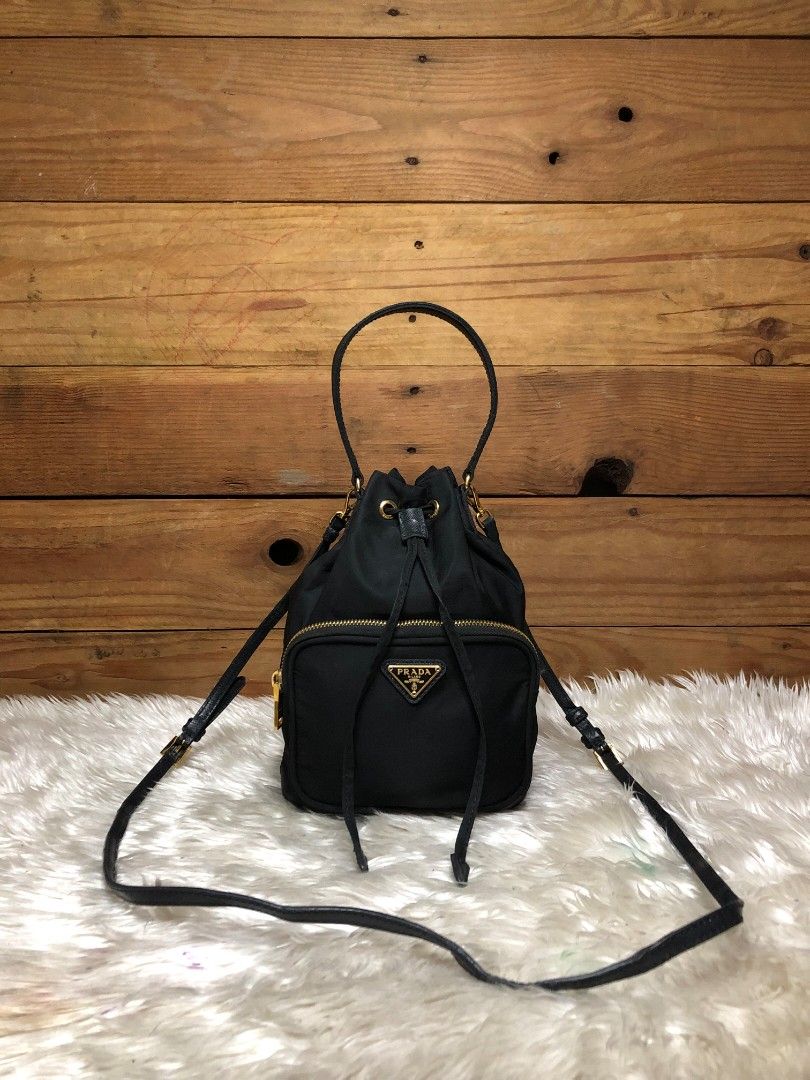 Prada tessuto mini bucket crossbody sale bag