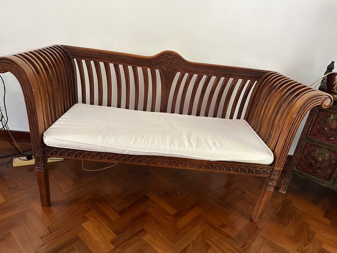 Authentic Teak wood seat / bench, Furniture & Home Living, Furniture, Chairs on Carousell