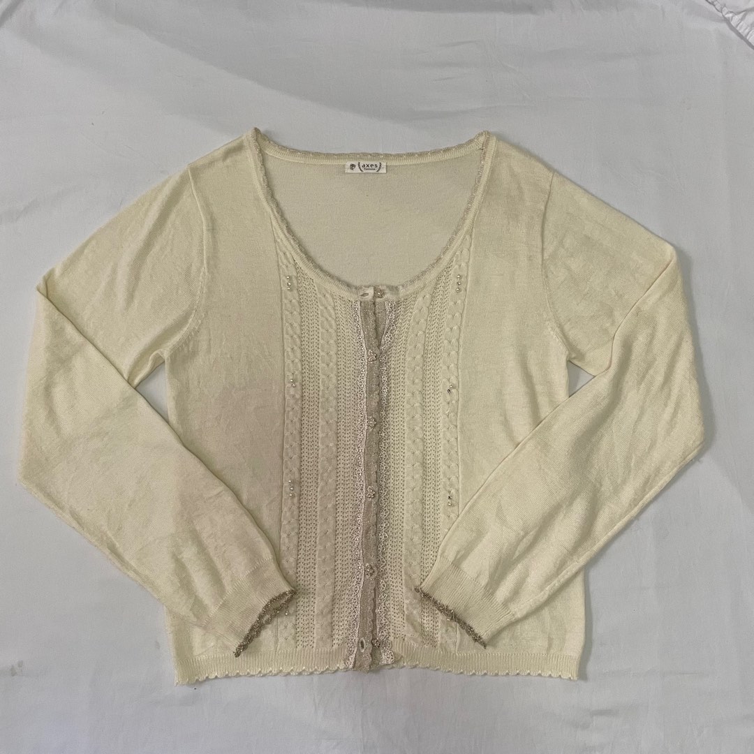 axes femme cream cardigan, Women's Fashion, Tops, Longsleeves on Carousell