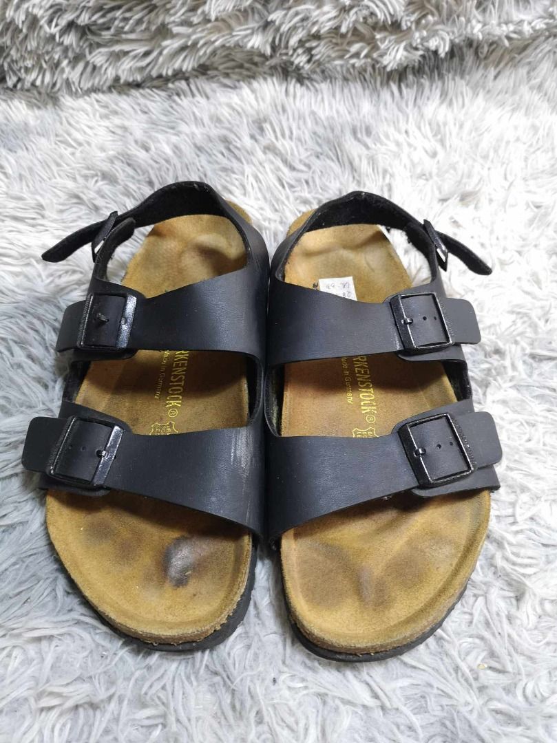 Birkenstock Black Leather Sandals Men s Fashion Footwear Slippers Slides on Carousell