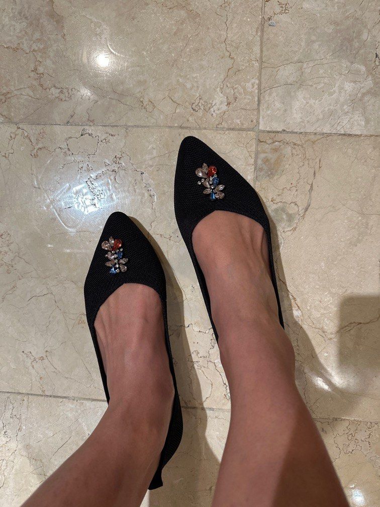 Black sales fabric flats