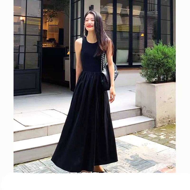 BN Black maxi dress with ribbed zipped top canvas bottom with pockets
