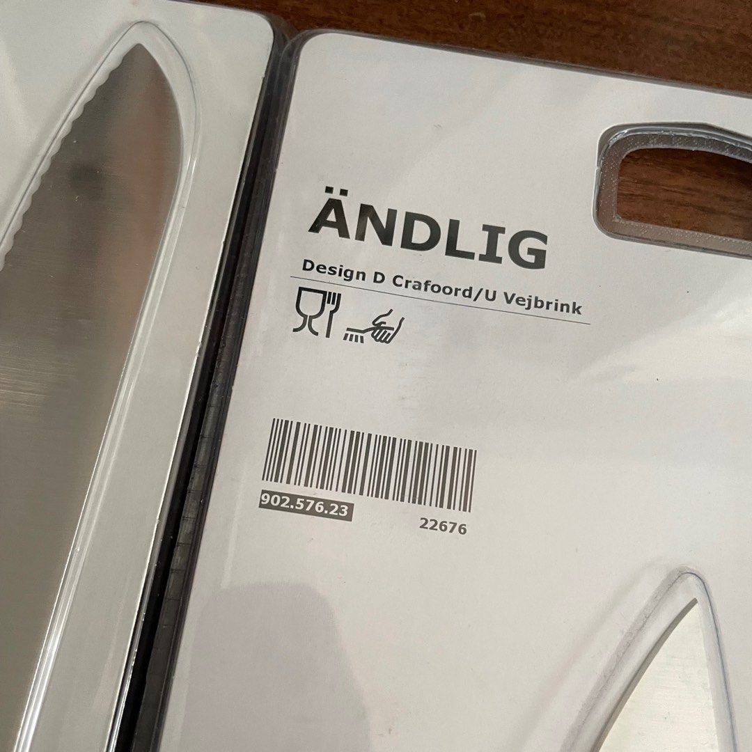 BN ikea andlig 3 piece knife set light grey/white, Furniture & Home