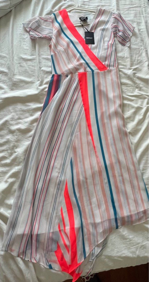 dkny wrap dress blue