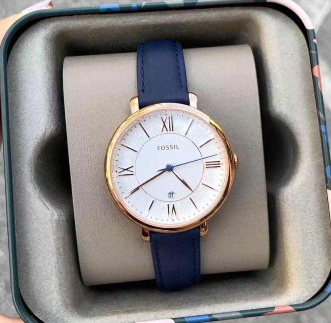 Fossil jacqueline blue clearance leather
