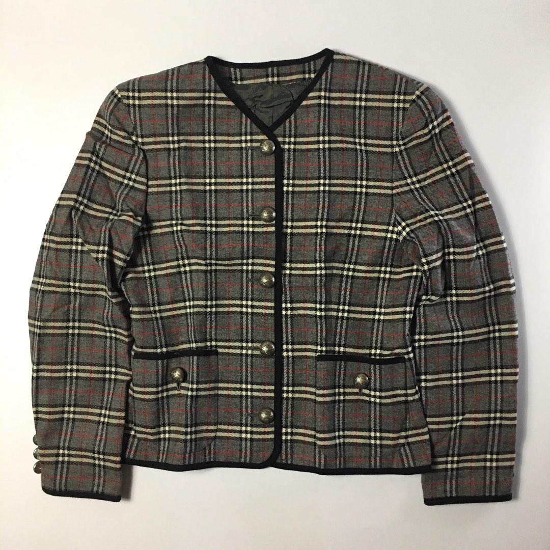 Burberry plaid cardigan clearance