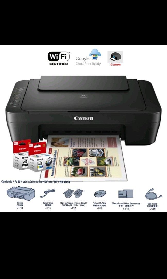Canon PIXMA MG3070S Wifi Wireless AllInOne Home Use Colour Inkjet